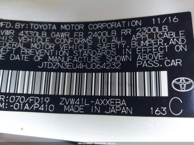 JTDZN3EU4HJ064232 Toyota Prius V Two