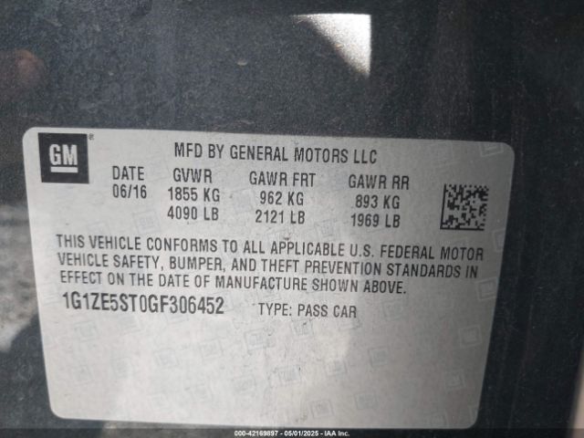 1G1ZE5ST0GF306452 Chevrolet MALIBU 1LT