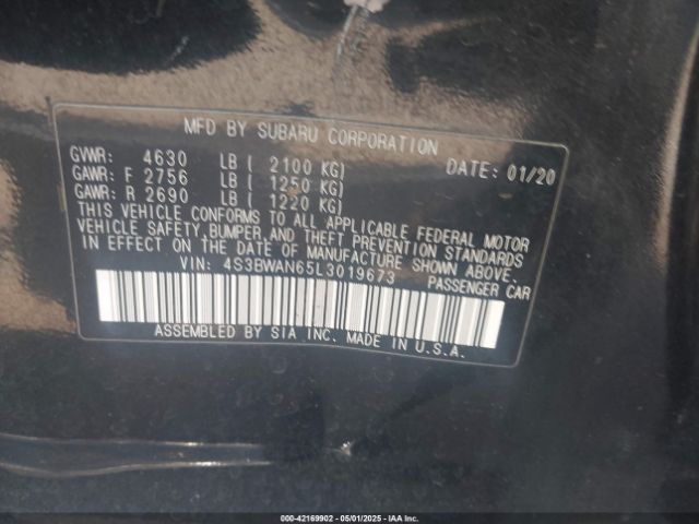 4S3BWAN65L3019673 Subaru Legacy Limited