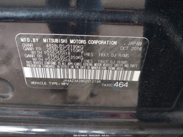 2017 MITSUBISHI OUTLANDER JA4AZ3A39HZ012198 Photo 8