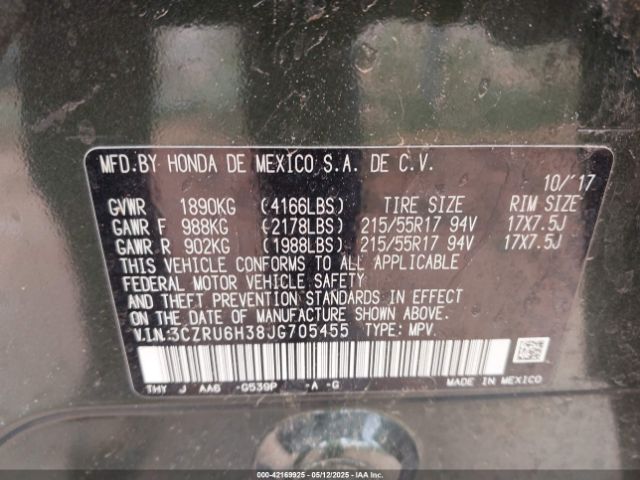 2018 HONDA HR-V 3CZRU6H38JG705455 Photo 8