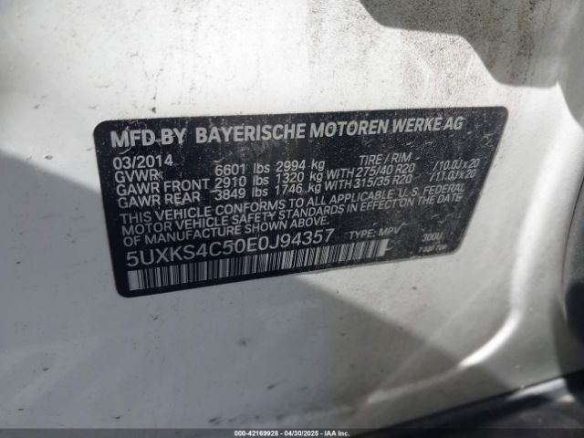 5UXKS4C50E0J94357 BMW X5 Xdrive35d