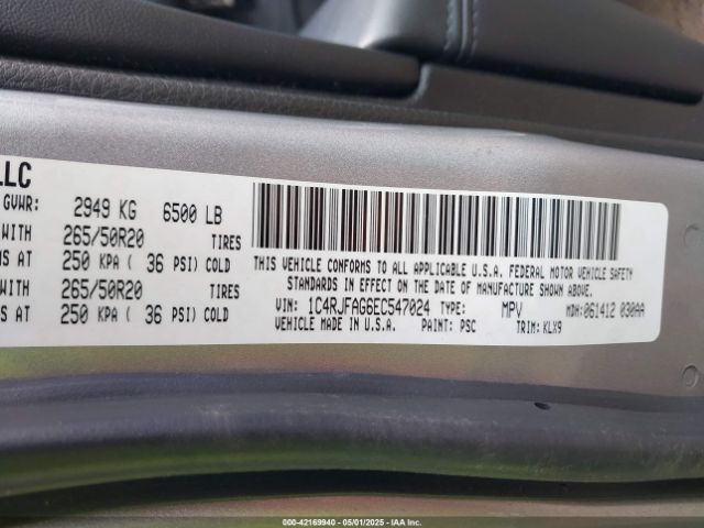 1C4RJFAG6EC547024 Jeep Grand Cherokee Altitude
