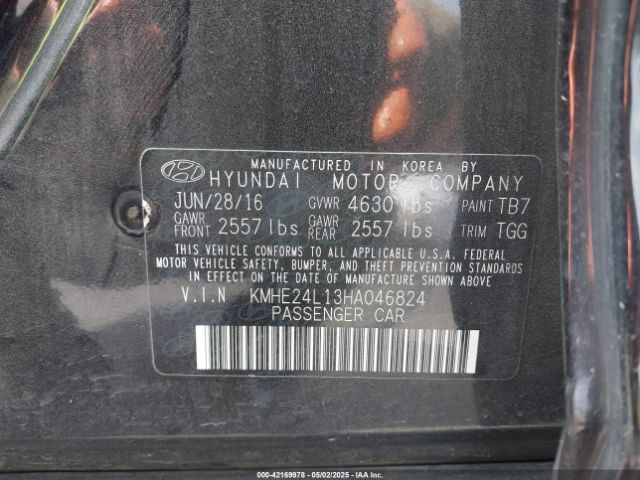KMHE24L13HA046824 Hyundai Sonata Hybrid Se