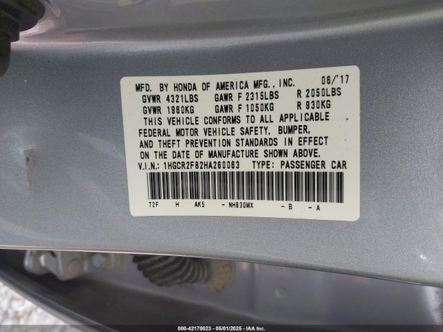 1HGCR2F82HA260063 Honda Accord Ex-l