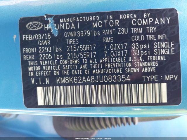 2018 HYUNDAI KONA KM8K62AA8JU083354 Photo 8