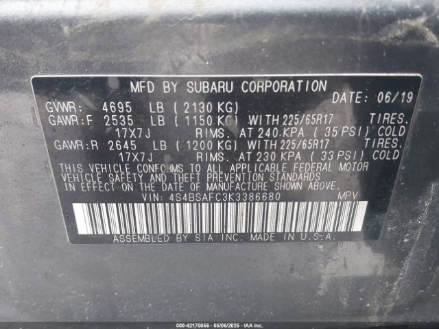 4S4BSAFC3K3386680 Subaru na u5