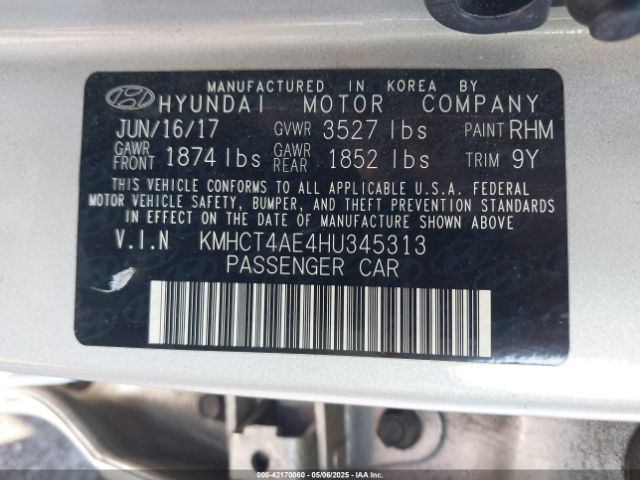 KMHCT4AE4HU345313 Hyundai ACCENT SE