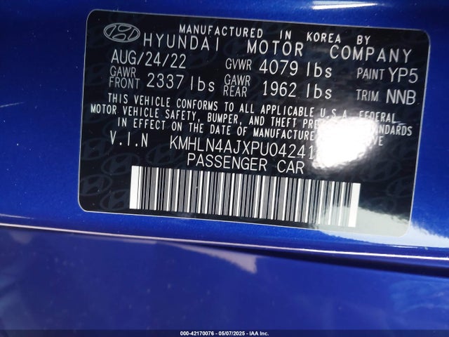 KMHLN4AJXPU042414 Hyundai gdi kappa