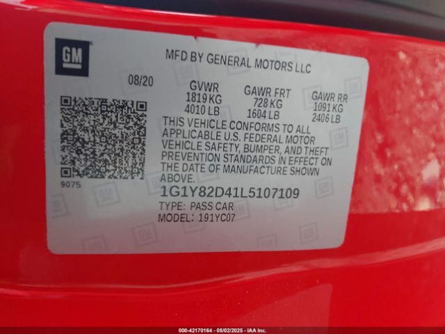 2020 CHEVROLET CORVETTE STINGRAY 1G1Y82D41L5107109 Photo 8