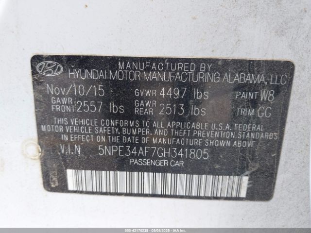 5NPE34AF7GH341805 Hyundai Sonata Limited
