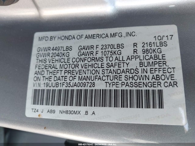 19UUB1F35JA009728 Acura k24w7