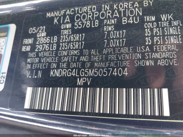 KNDRG4LG5M5057404 KIA Sorento Hybrid S