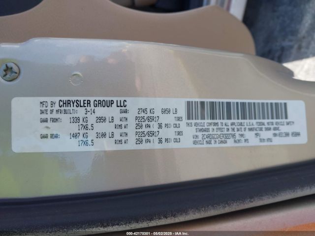 2C4RDGCGXER322705 Dodge Grand Caravan Sxt