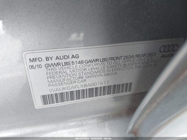 2011 AUDI S4 WAUKGAFLXBA001517 Photo 8