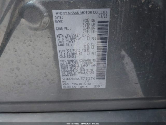 5N1AT2MT9JC775176 Nissan ROGUE S