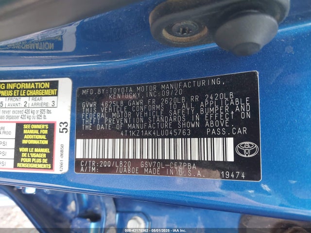 4T1KZ1AK4LU045763 Toyota 2gr-fks