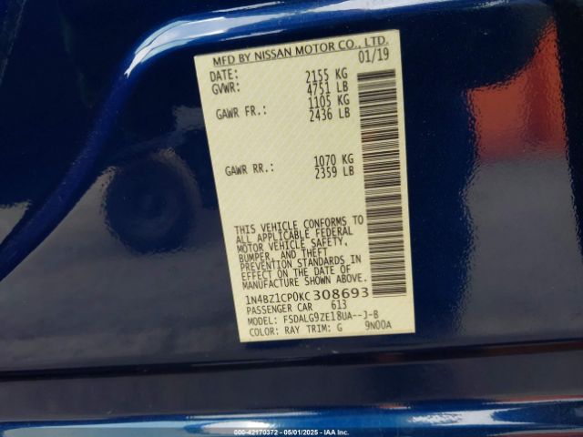 2019 NISSAN LEAF 1N4BZ1CP0KC308693 Photo 8