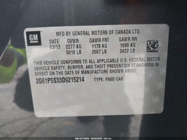 2013 CADILLAC XTS 2G61P5S33D9215214 Photo 8