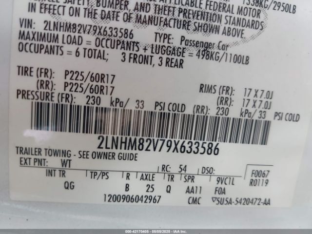 2009 LINCOLN TOWN CAR 2LNHM82V79X633586 Photo 8