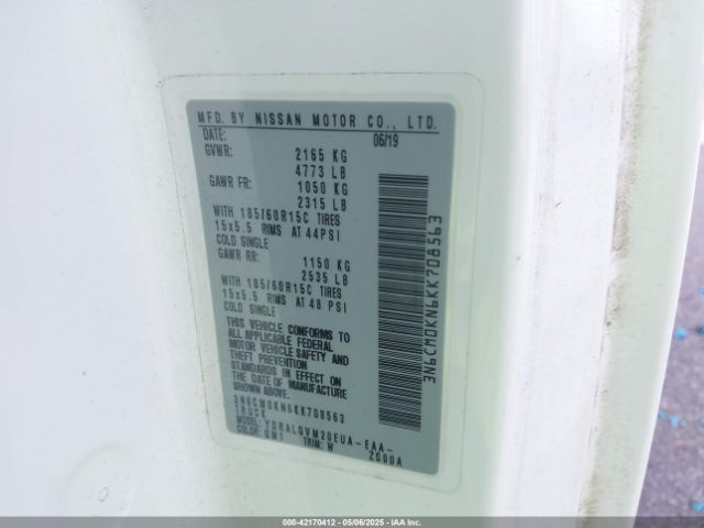 3N6CM0KN6KK708563 Nissan NV200 SV