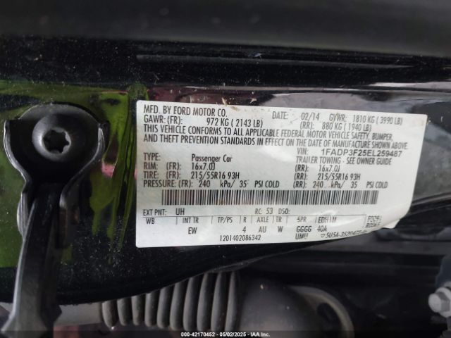1FADP3F25EL259487 Ford FOCUS SE
