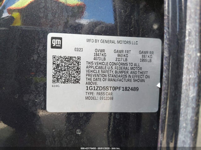 1G1ZD5ST0PF182489 Chevrolet Malibu Fwd 1lt