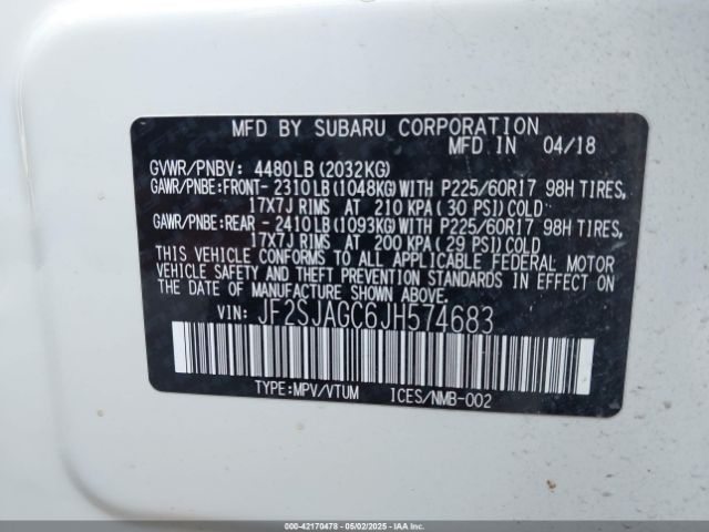 JF2SJAGC6JH574683 Subaru Forester 2.5i Premium