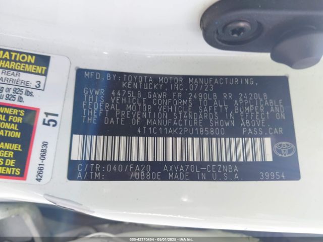 4T1C11AK2PU185800 Toyota CAMRY LE