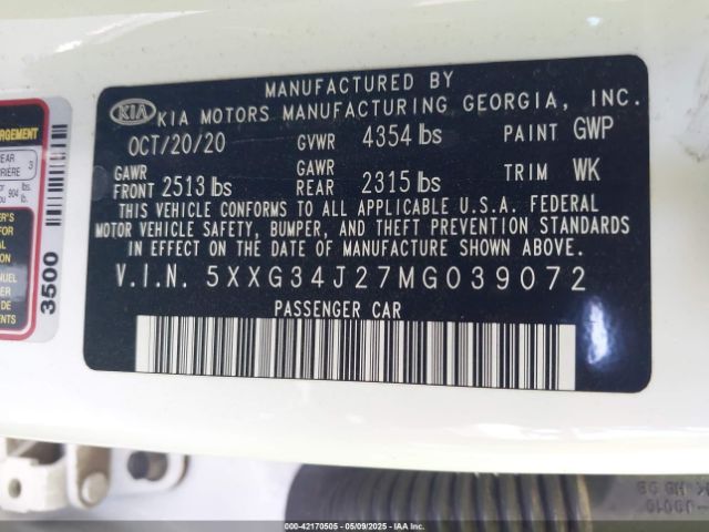 5XXG34J27MG039072 KIA K5 EX