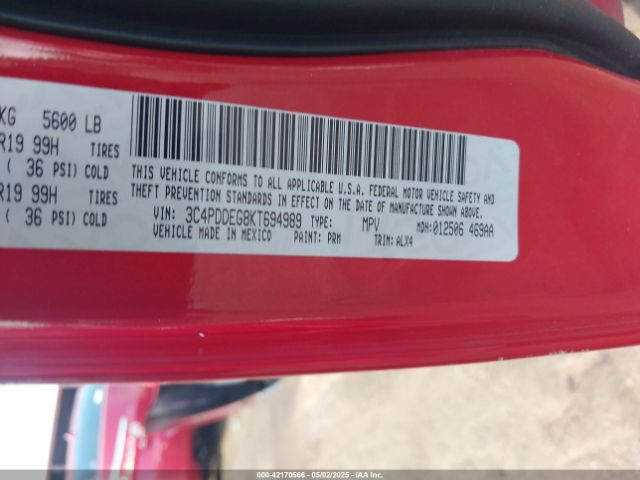 3C4PDDEG8KT694989 Dodge Journey Gt Awd