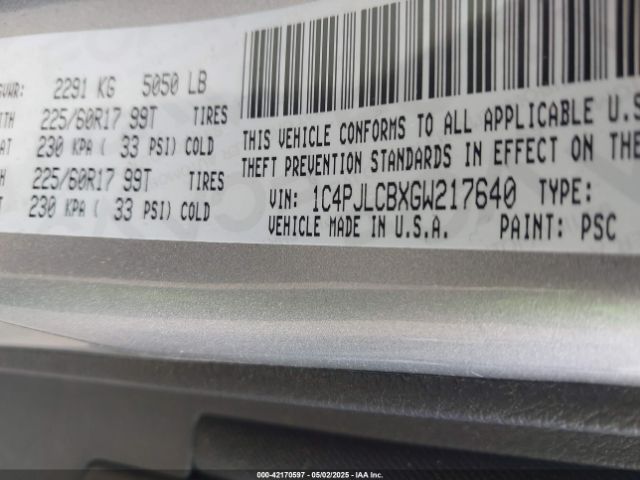 1C4PJLCBXGW217640 Jeep Cherokee Latitude