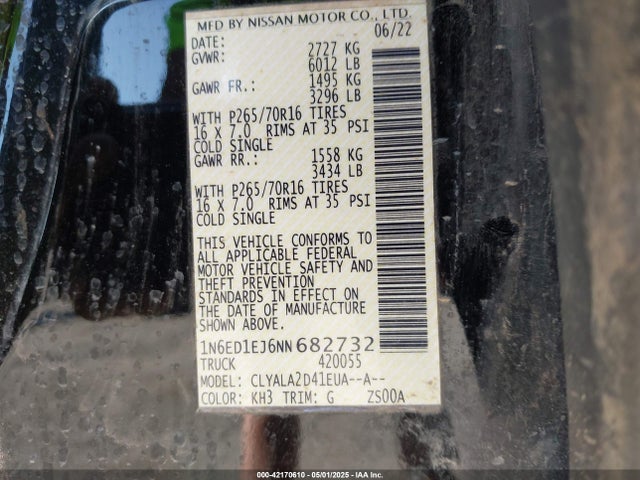 Nissan Frontier S 4x2 2022 1N6ED1EJ6NN682732 Image 9