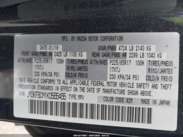 JM3KFBCM1K0565465 Mazda Cx-5 Touring