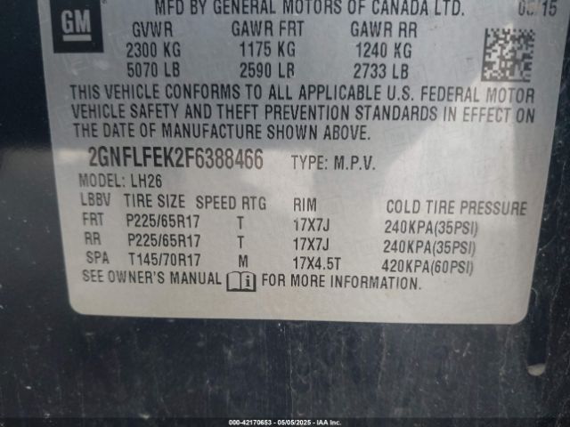 2GNFLFEK2F6388466 Chevrolet EQUINOX 1LT