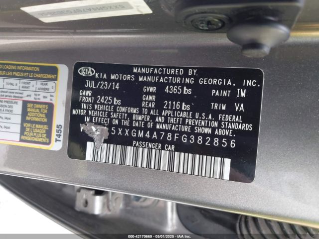 5XXGM4A78FG382856 KIA Optima Lx