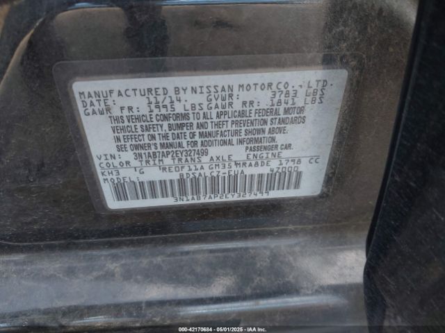3N1AB7AP2EY327499 Nissan SENTRA S