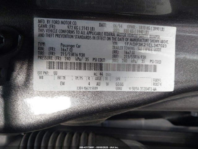 1FADP3K21EL347023 Ford FOCUS SE