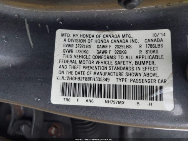 2HGFB2F88FH505349 Honda CIVIC EX