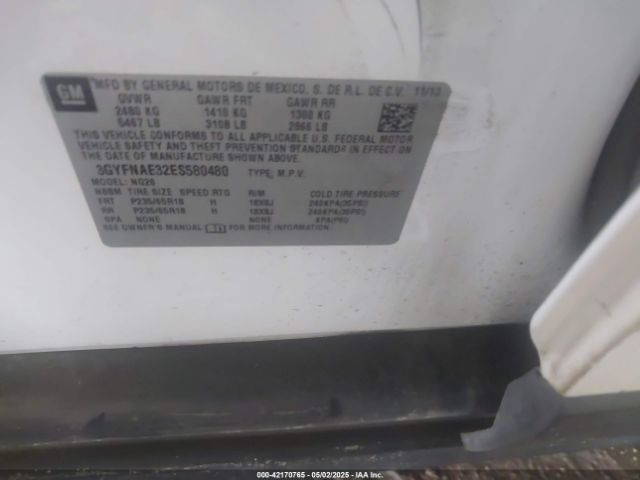 3GYFNAE32ES580480 Cadillac Srx Standard
