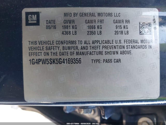 1G4PW5SK5G4169356 Buick Verano Sport Touring Group
