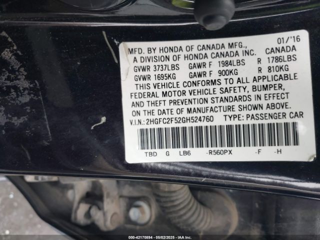 2HGFC2F52GH524760 Honda Civic Lx