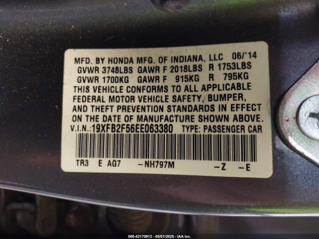 19XFB2F56EE063380 Honda Civic Lx