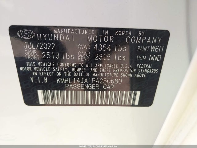 KMHL14JA1PA250680 Hyundai SONATA SEL