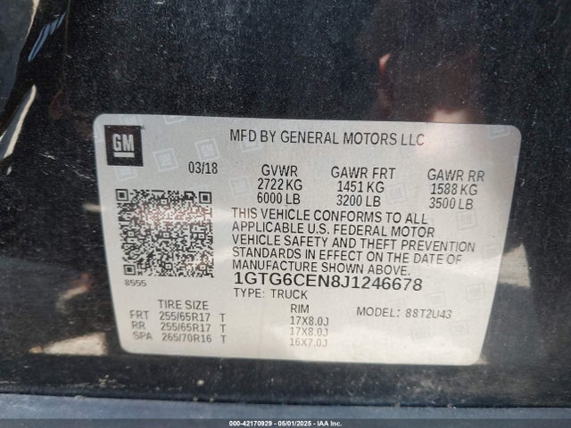 1GTG6CEN8J1246678 GMC lgz - direct injection, variable valve timing, alum, var2, gen 2