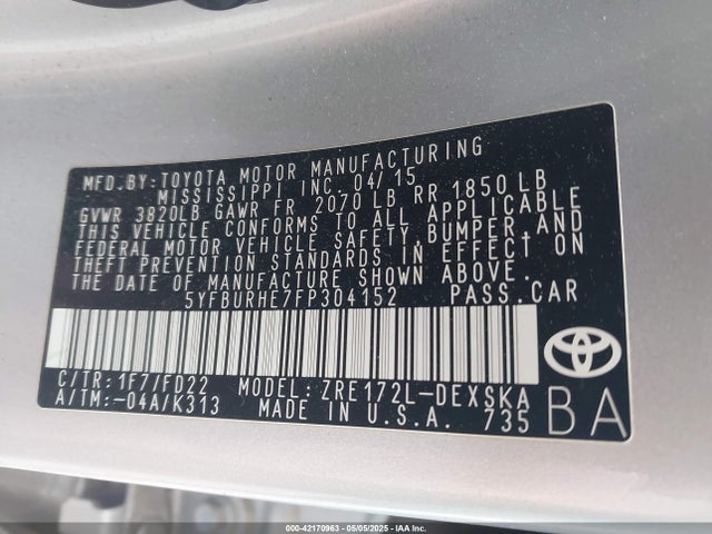 Toyota Corolla S 2015 5YFBURHE7FP304152 Image 9