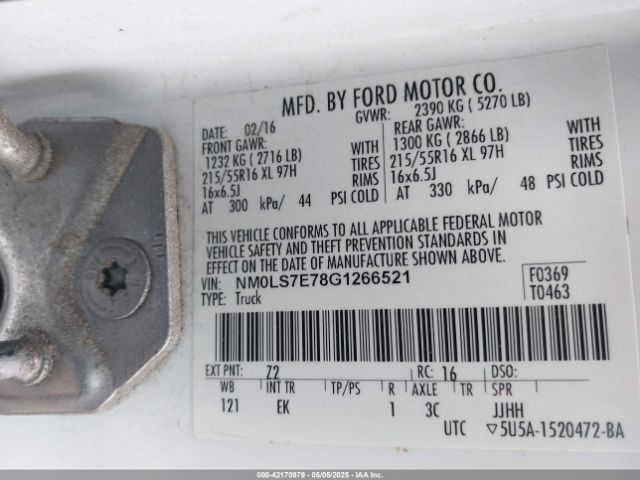 NM0LS7E78G1266521 Ford Transit Connect Xl