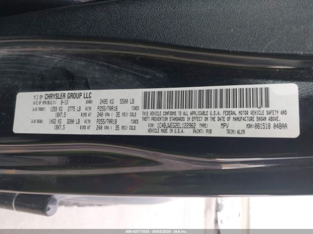 1C4BJWEG2EL122962 Jeep Wrangler Unlimited Sahara