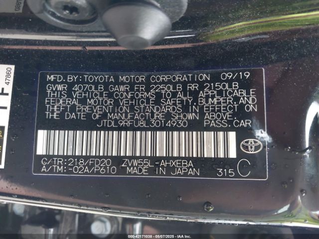 JTDL9RFU8L3014930 Toyota Prius Le Awd-e