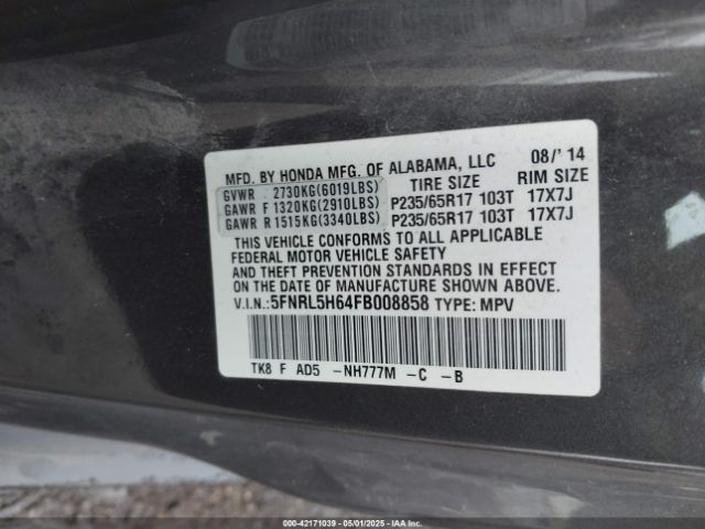 5FNRL5H64FB008858 Honda j35z8